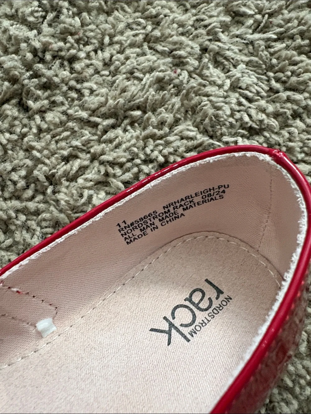 Nordstrom Girls Red Patent Mary Jane with Glitter Bow Accent